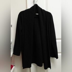 Vince Black Heathered Cashmere Open Front Blanket Coat Cardigan Jacket Size S